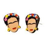 Χειροποίητα Ξύλινα Σκουλαρίκια Φρίντα Κάλο Frida Kahlo