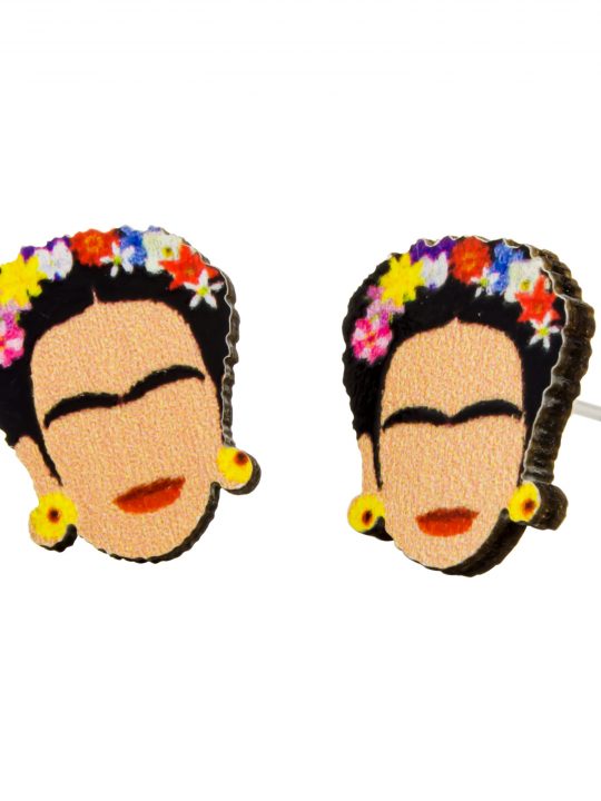 Χειροποίητα Ξύλινα Σκουλαρίκια Φρίντα Κάλο Frida Kahlo